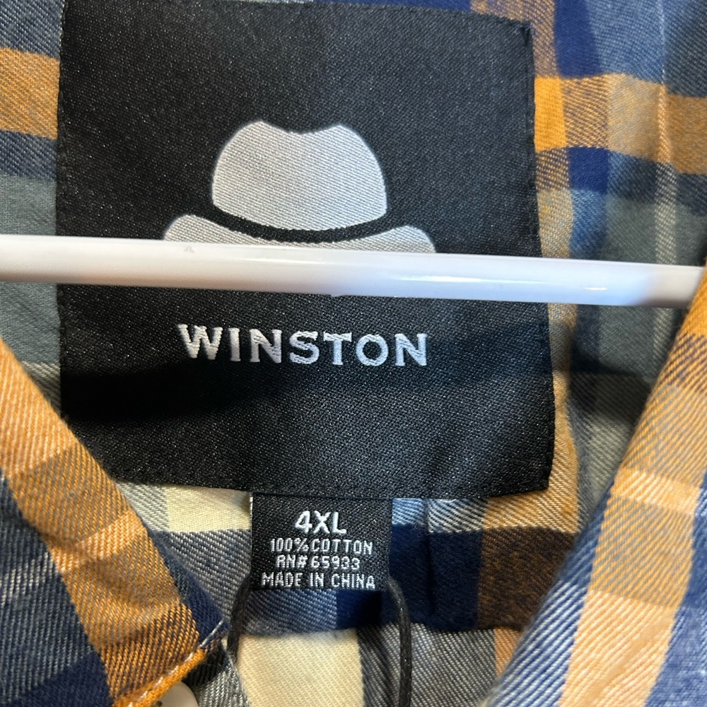 New Men’s Winston Shirt Size4X Country Rodeo Casual Plaid 100% Cotton Button - Picture 3 of 9